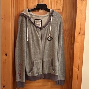 Gray Georgia DAWG Zip-Up Hoodie with Logo